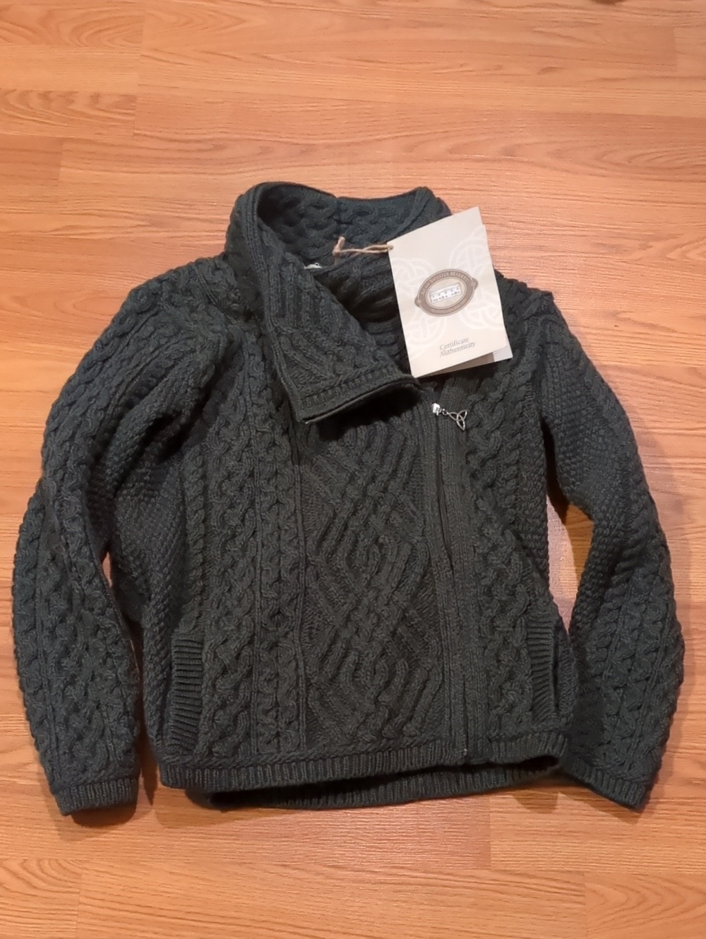 Aran Sweater Market Merino Wool Side Zip Hooded Cardigan Reg #1845489 Med